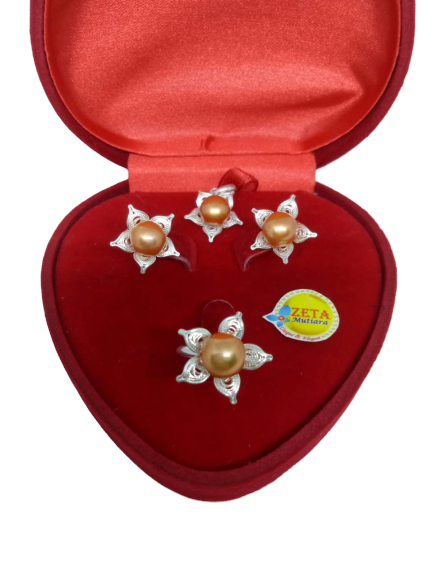 Set Perhiasan Perak Model Bunga Ukir Kendari