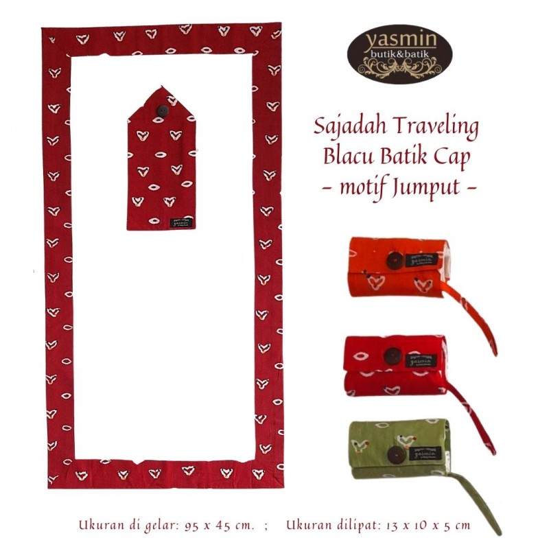 SAJADAH TRAVELLING BLACU BATIK CAP MOTIF JUMPUT