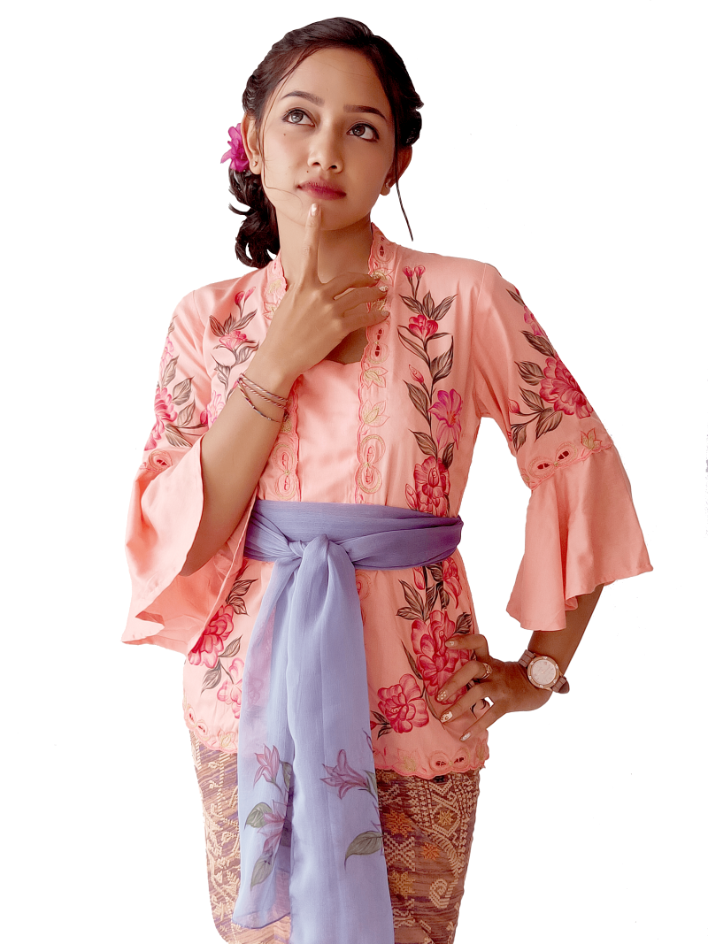 Kebaya Lukis Mawar Kresna - Rayon - Baby Pink