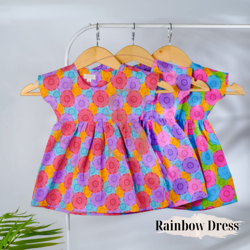 Baju Dress Anak Perempuan Rainbow Dress Saghara