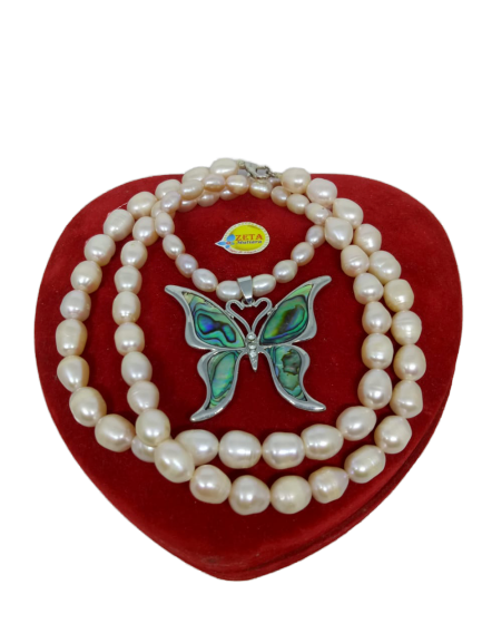 Kalung Mutiara Liontin Kerang Kupu