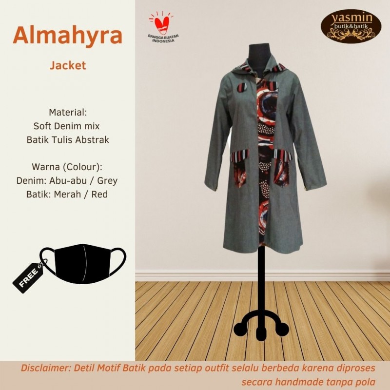 Almahyra Jacket Denim Batik Tulis Abstrak